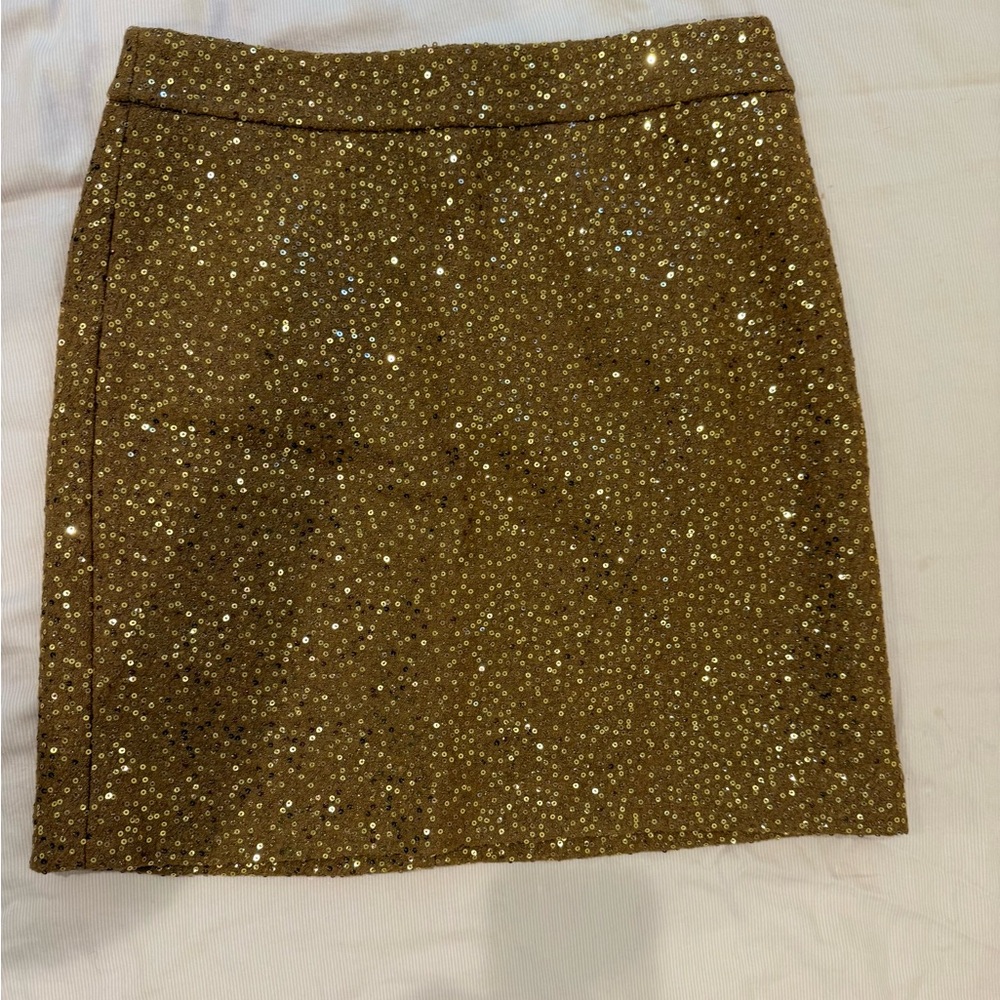 LOFT Gold Sequin Mini Skirt